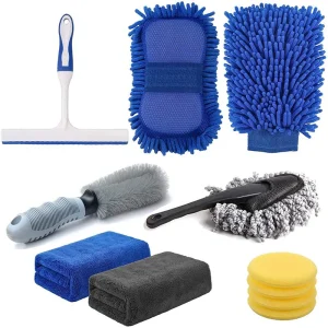 10Pcs Car Washing & Detailing Kit Wash Mitt Sponge Towels Auto Cleaning Tools