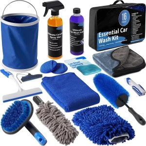 16Pcs Car Wash Kit with Soap & Wax Auto Interior Exterior Maintenance Set